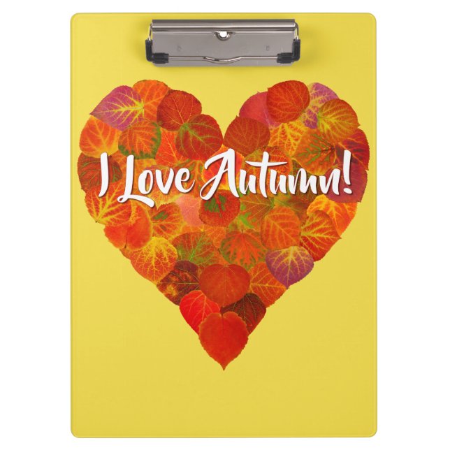 Ich Liebe Herbst!—Red Aspen Leaf Herz 1 Klemmbrett (Vorderseite)