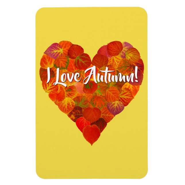 Ich Liebe Herbst!—Red Aspen Leaf Herz 1 Magnet (Vertikal)