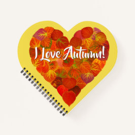 Ich Liebe Herbst!—Red Aspen Leaf Herz 1 Notizbuch