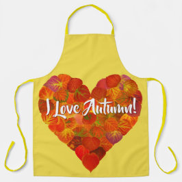 Ich Liebe Herbst!—Red Aspen Leaf Herz 1 Schürze