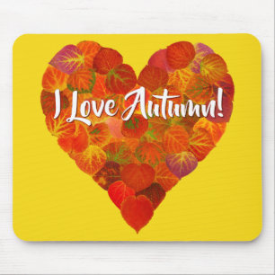 Ich Liebe Herbst! - Red Aspen Leaf Herz! Mousepad