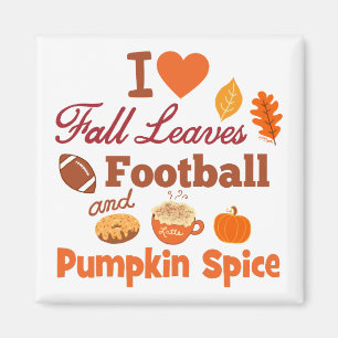 Ich Liebe Herbstlaub Fußball und Pumpkin Gewürz. Magnet