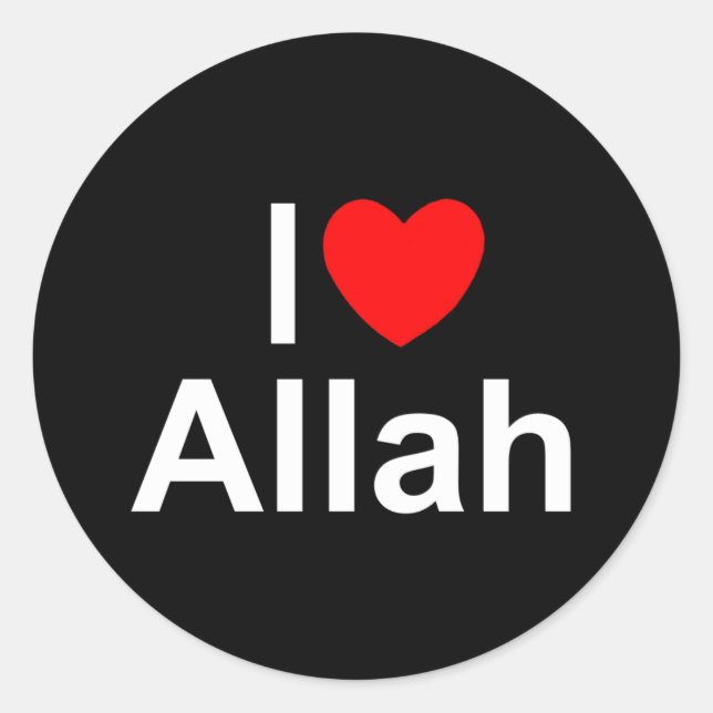 Ich Liebe (Herz) Allah Runder Aufkleber (Vorderseite)