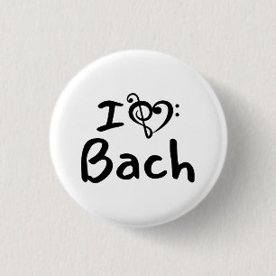Ich liebe Herz Bach Klassische Musik Schwarzer Tex Button