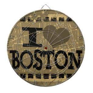 Ich liebe (Herz) Boston - Vintage Boston Dartscheibe