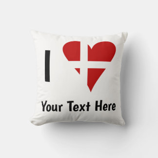 Ich liebe (Herz Dänische Flagge) Personalisierter Kissen