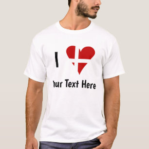 Ich liebe (Herz Dänische Flagge) Personalisierter T-Shirt