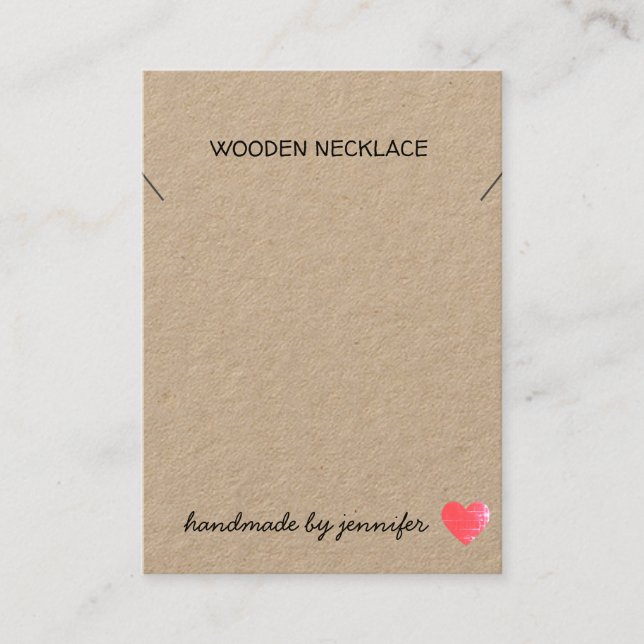 Ich Liebe Herz Handmade by Name Necklace Inhaber N Visitenkarte (Vorderseite)
