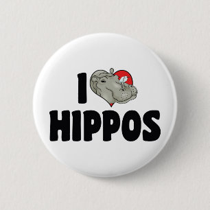Ich liebe Herz-Hippos - Hippopotamus-Liebhaber Button
