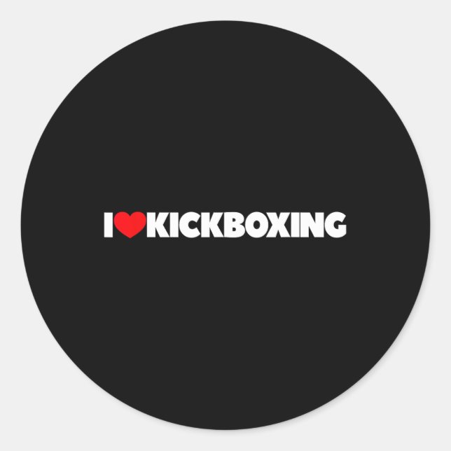 Ich liebe (Herz) Kickboxen  Runder Aufkleber (Vorderseite)