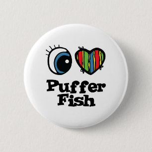 Ich liebe (Herz) Kugelfische Button