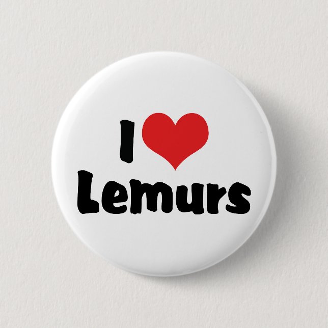 Ich liebe Herz Lemuren Button (Vorderseite)