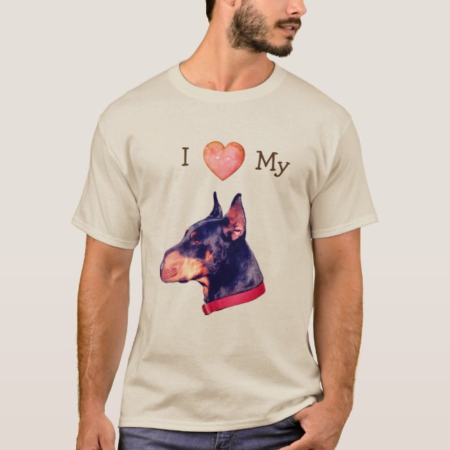 Ich Liebe Herz mein Doberman T-Shirt (Vorderseite)