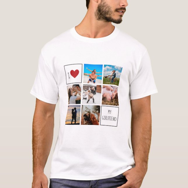 Ich Liebe Herz meine Freundin Foto Collage Paare  T-Shirt (Vorderseite)