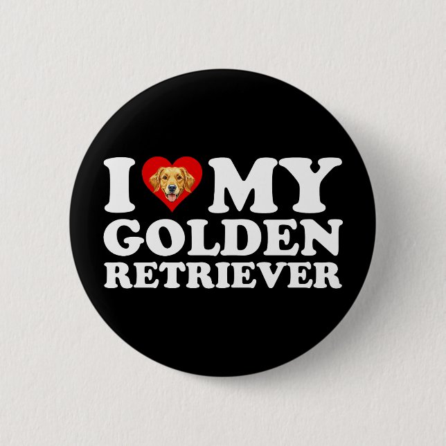 Ich liebe (Herz) meinen Golden Retriever Button (Vorderseite)