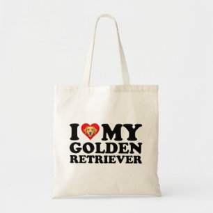 Ich liebe (Herz) meinen Golden Retriever Tragetasche