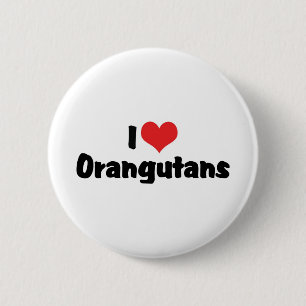 Ich liebe Herz Orang-Utans Button