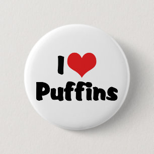 Ich liebe Herz-Papageientaucher Button