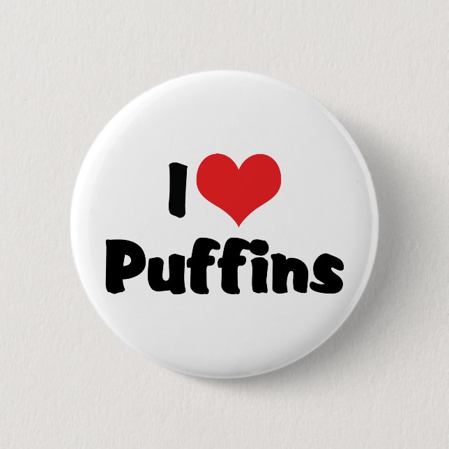 Ich liebe Herz-Papageientaucher Button (Vorderseite)