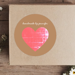 Ich Liebe Herz Rot Handmade by Name Gepasste Niedl Runder Aufkleber