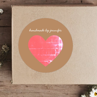 Ich Liebe Herz Rot Handmade by Name Gepasste Niedl Runder Aufkleber