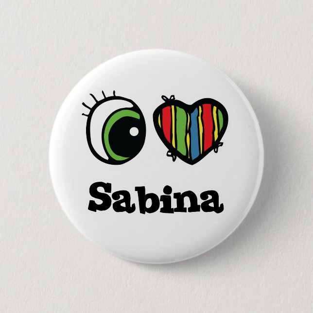 Ich liebe (Herz) Sabina Button (Vorderseite)