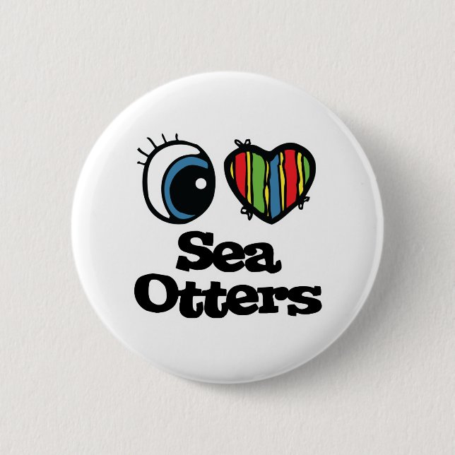 Ich liebe (Herz) Seeotter Button (Vorderseite)