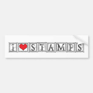 Ich liebe Herz Stempel - Briefmarkensammler Philat Autoaufkleber