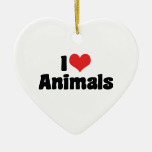 Ich liebe Herz-Tiere - Tierliebhaber Keramik Ornament