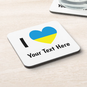 Ich liebe (Herz Ukrainische Flagge) Personalisiert Getränkeuntersetzer