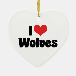Ich liebe Herz Wölfe - Wolf Liebhaber Keramik Ornament