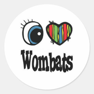Ich liebe (Herz) Wombats Runder Aufkleber