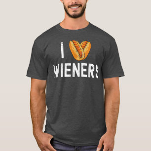 Ich liebe Herz-Würstchen Lustiger Hot-Dog-Cookout T-Shirt