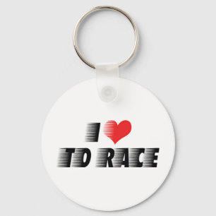 Ich Liebe Herz zu Rasse - Auto Motorrad Rennen Lov Schlüsselanhänger