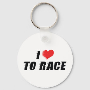 Ich Liebe Herz zu Rasse - Auto Motorrad Rennen Lov Schlüsselanhänger