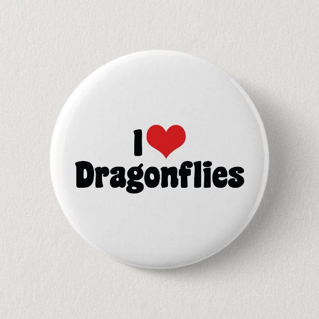 Ich liebe Herzlibrellen - Libellenliebhaber Button (Vorderseite)