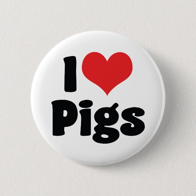 Ich liebe Herzschweine Button (Vorderseite)