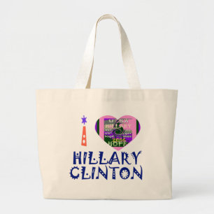 Ich liebe Hillary Clinton als US-Präsidentin Herz- Jumbo Stoffbeutel