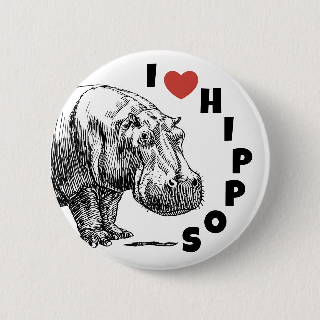 Ich liebe Hippos - Hippo-Liebhaber und Fans Button (Vorderseite)