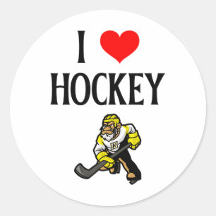 Ich liebe Hockey Ich Herz Hockey Lustiges Eishocke Runder Aufkleber