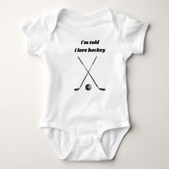 Ich Liebe Hockey mit zwei Hockeyschlägern Baby Strampler (Vorderseite)