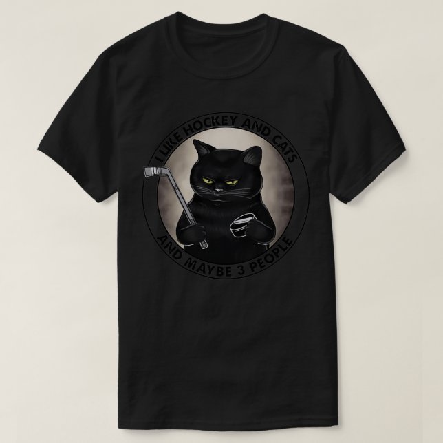 Ich Liebe Hockey und Katzen und vielleicht 3 Perso T-Shirt (Design vorne)