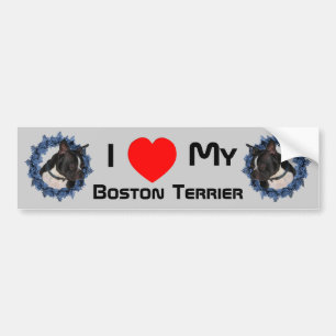 Ich Liebe höre meine Boston Terrier Autoaufkleber