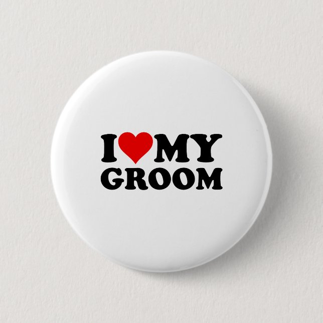 Ich Liebe höre meine Gräueltasche Verlobte Button (Vorderseite)