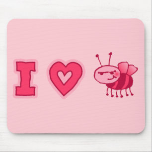"Ich Liebe höre" Mousepad im Rosa ab
