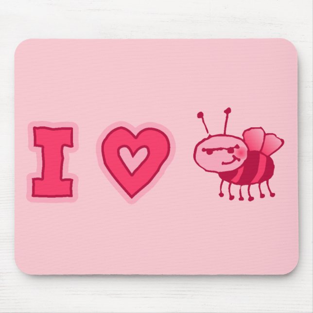 "Ich Liebe höre" Mousepad im Rosa ab (Vorne)