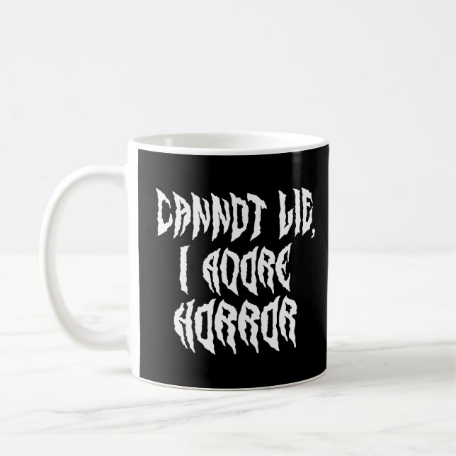 Ich liebe Horror (weißer Text) Kaffeetasse (Links)