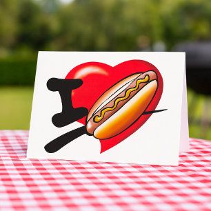 Ich liebe Hotdogs Grußkarten Karte
