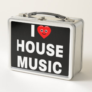 ICH LIEBE HOUSE MUSIC WEISSE SCHRIFTART SCHWARZER METALL BROTDOSE