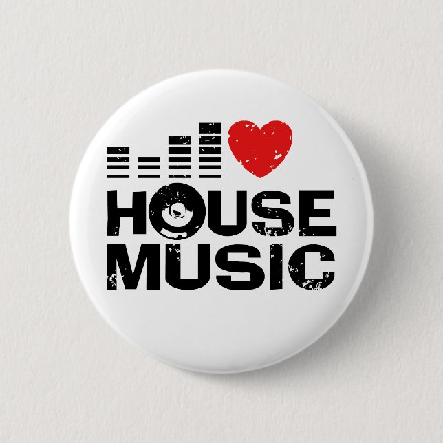 Ich liebe House-Musik Button (Vorderseite)